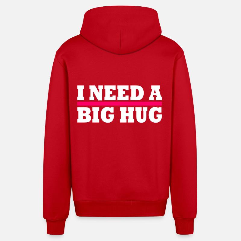 I need a big hug - Veste à capuche bio décontractée fabriquée en UE - rouge