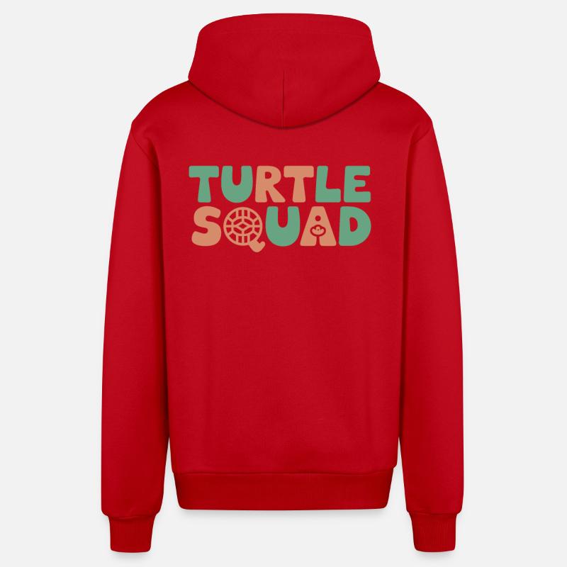 Turtle Groups Design Turtle Squad - Organic Relaxed Hooded Jacket Made in EU - red