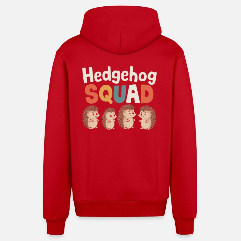 Hedgehog Groups conçoit Hedgehog Squad - Veste à capuche bio décontractée fabriquée en UE - rouge