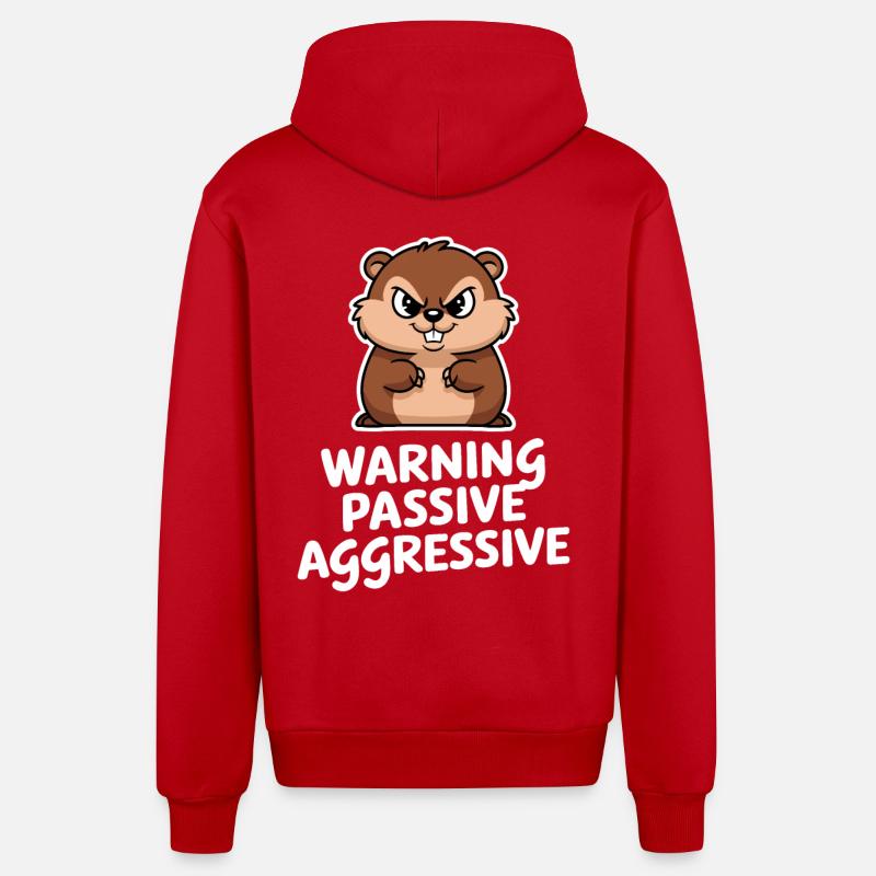 Attention : Rongeur passif-agressif - Veste à capuche bio décontractée fabriquée en UE - rouge