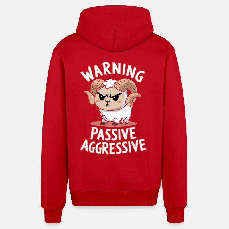 Avertissement Passif Agressif - Veste à capuche bio décontractée fabriquée en UE - rouge