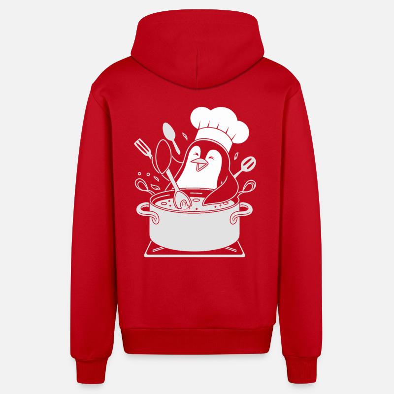 Cuisine Pingouin Chef Hat Fun - Veste à capuche bio décontractée fabriquée en UE - rouge