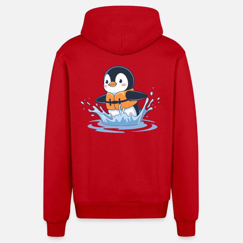 Nageur pingouin nageur joyeux - Veste à capuche bio décontractée fabriquée en UE - rouge