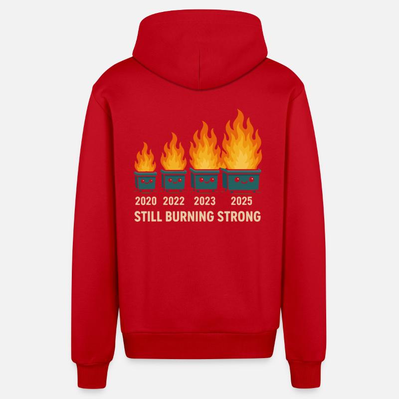 Dumpster Fire Humor - Organic Relaxed Hooded Jacket Made in EU - red