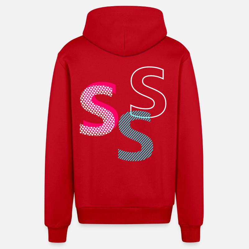 S Initiale - Veste à capuche bio décontractée fabriquée en UE - rouge