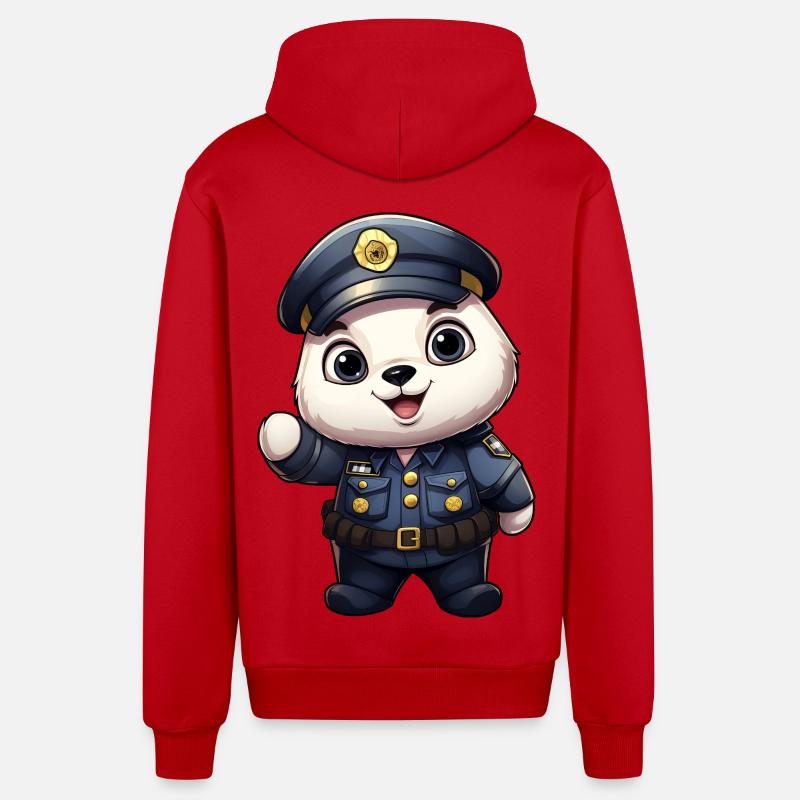 Policier panda - Veste à capuche bio décontractée fabriquée en UE - rouge