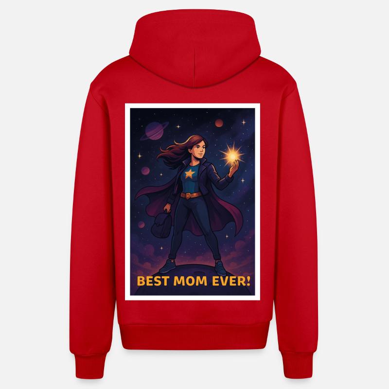 Beste Mutter aller Zeiten Superhelden Poster - Organic Relaxed Kapuzenjacke Made in EU - Rot