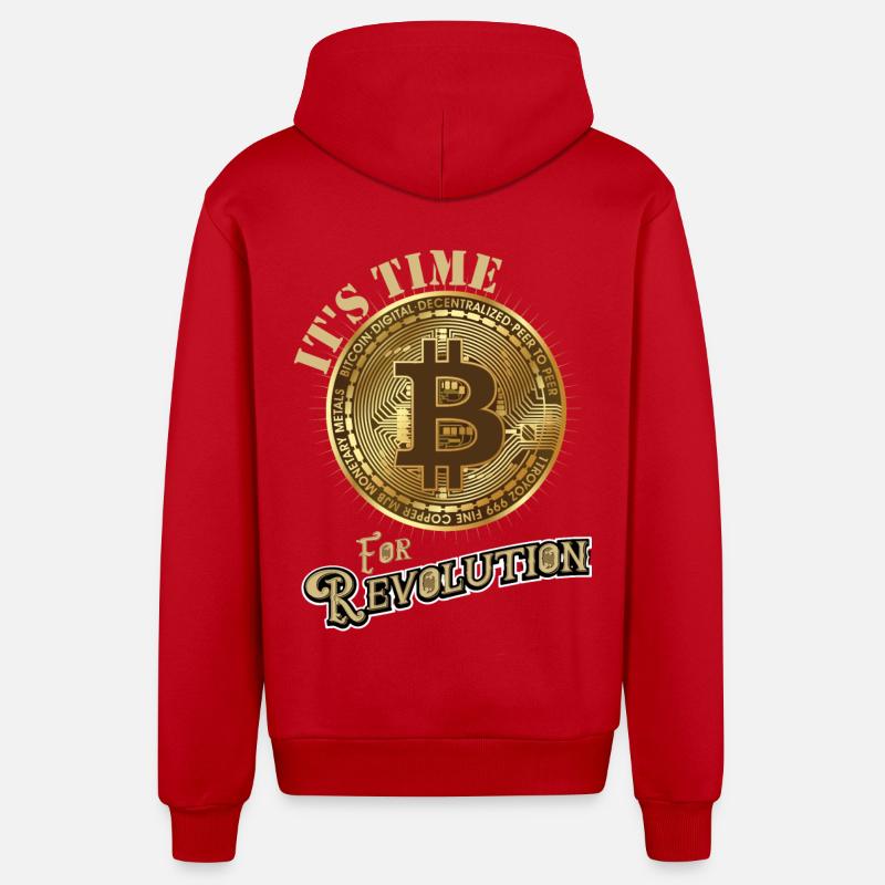 Crypto shirt Bitcoin Revolution - Veste à capuche bio décontractée fabriquée en UE - rouge