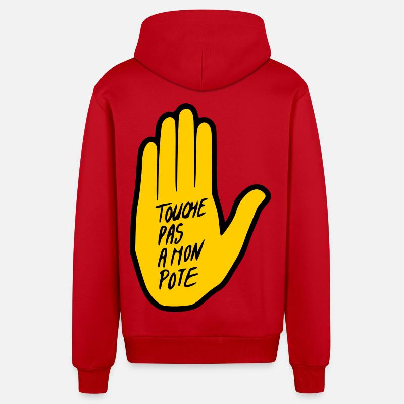 touche pas a mon pote - Veste à capuche bio décontractée fabriquée en UE - rouge