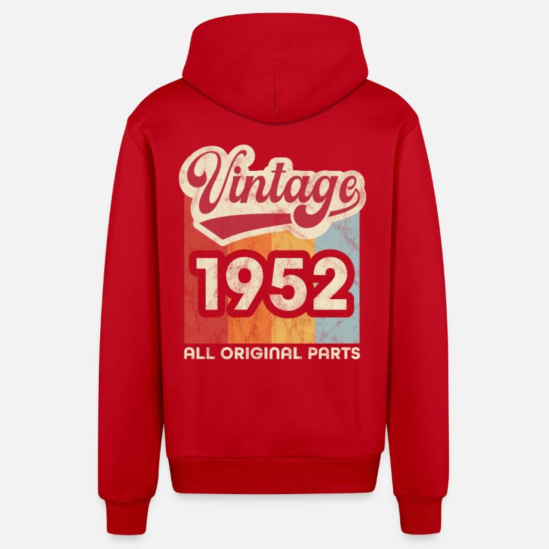 Millésime1952 - Veste à capuche bio décontractée fabriquée en UE - rouge