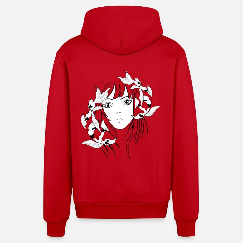 Manga Anime Koi - Veste à capuche bio décontractée fabriquée en UE - rouge