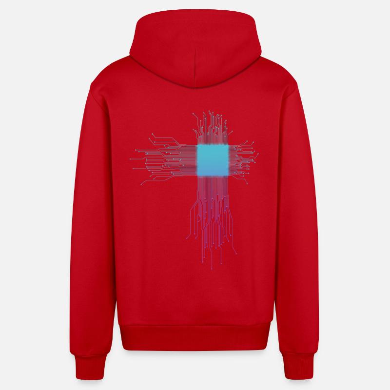 Electronics Technician Computer Scientist Gift - Organic Relaxed Hooded Jacket Made in EU - red
