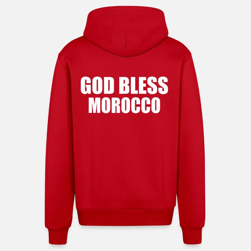God bless morocco maroc - Veste à capuche bio décontractée fabriquée en UE - rouge