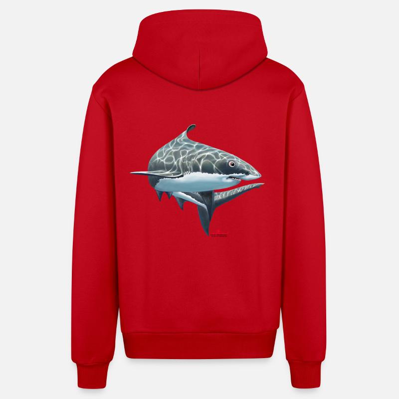 Grand requin blanc / requin - Veste à capuche bio décontractée fabriquée en UE - rouge