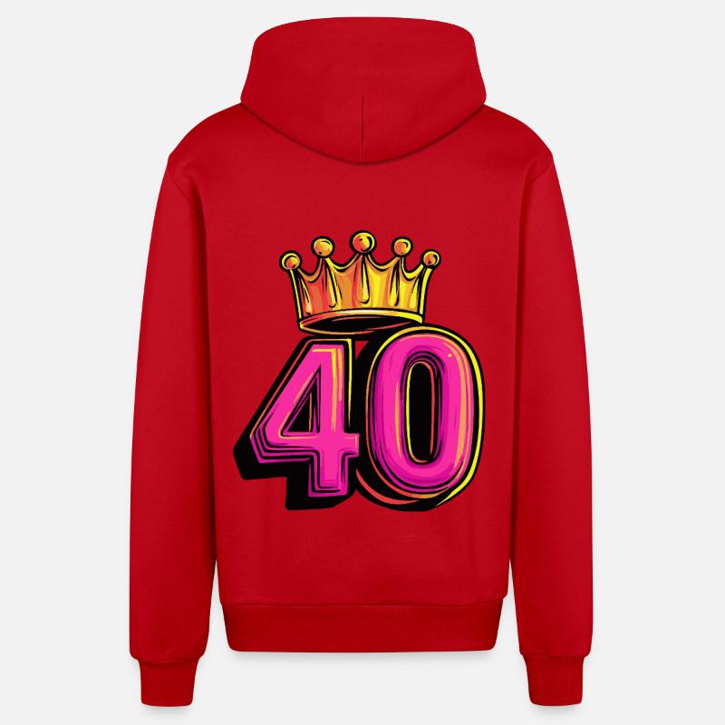 40 Numéro Jersey Couronne - Veste à capuche bio décontractée fabriquée en UE - rouge