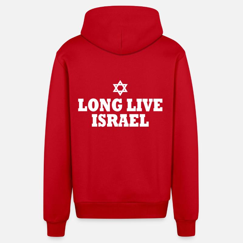 Long live israel - Veste à capuche bio décontractée fabriquée en UE - rouge