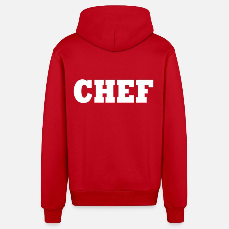 Chef - Veste à capuche bio décontractée fabriquée en UE - rouge