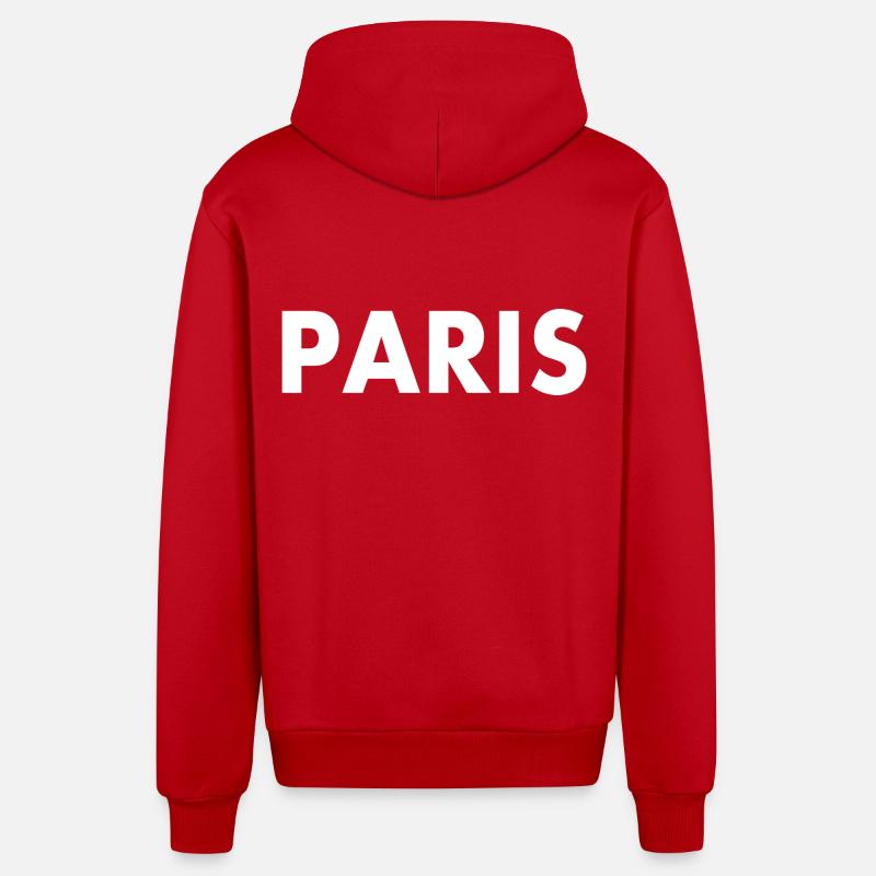 Paris - Veste à capuche bio décontractée fabriquée en UE - rouge