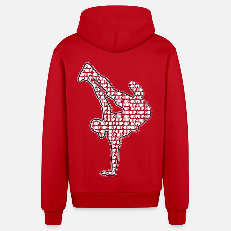 Breakdance et typographie - Veste à capuche bio décontractée fabriquée en UE - rouge