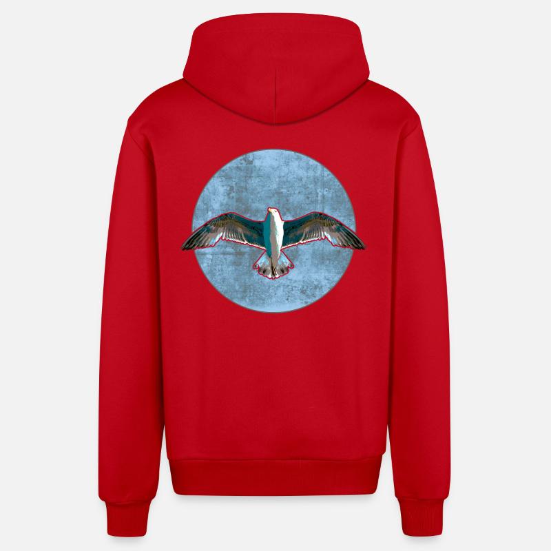 Mouette - Veste à capuche bio décontractée fabriquée en UE - rouge