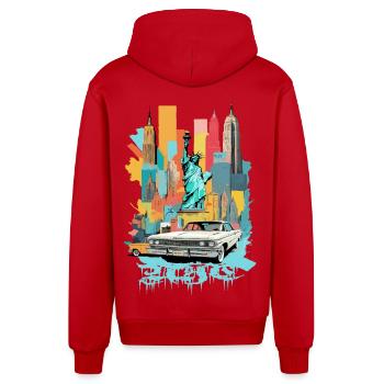 New York City - Organic Relaxed Kapuzenjacke Made in EU - Rot - Hinten