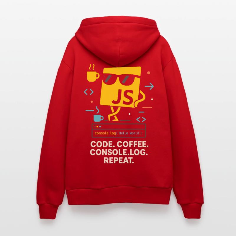 Code Coffee Console.log Répéter le programme JavaScript Veste à capuche bio décontractée fabriquée en UE