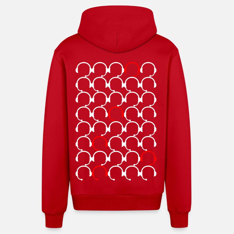 Headset pattern with red accents - Organic Relaxed Hooded Jacket Made in EU - red