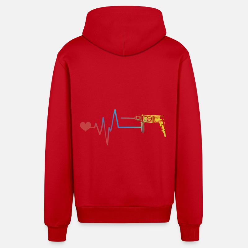 Pulsation du rythme cardiaque - Veste à capuche bio décontractée fabriquée en UE - rouge