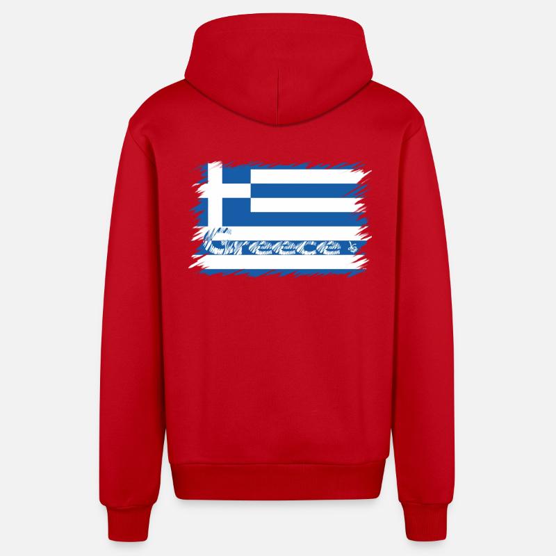 Grèce - Veste à capuche bio décontractée fabriquée en UE - rouge