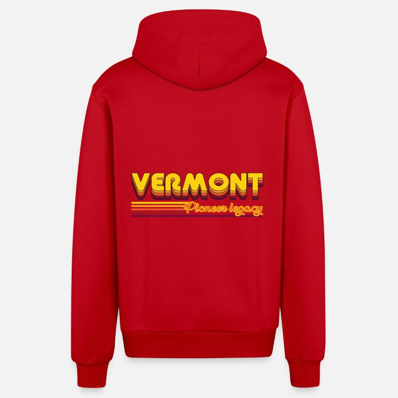 cool Vermont États-Unis États design - Veste à capuche bio décontractée fabriquée en UE - rouge