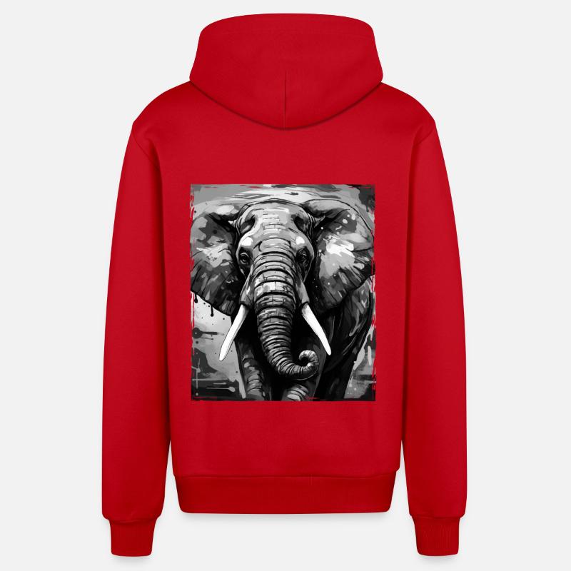Portrait d’éléphant - Veste à capuche bio décontractée fabriquée en UE - rouge