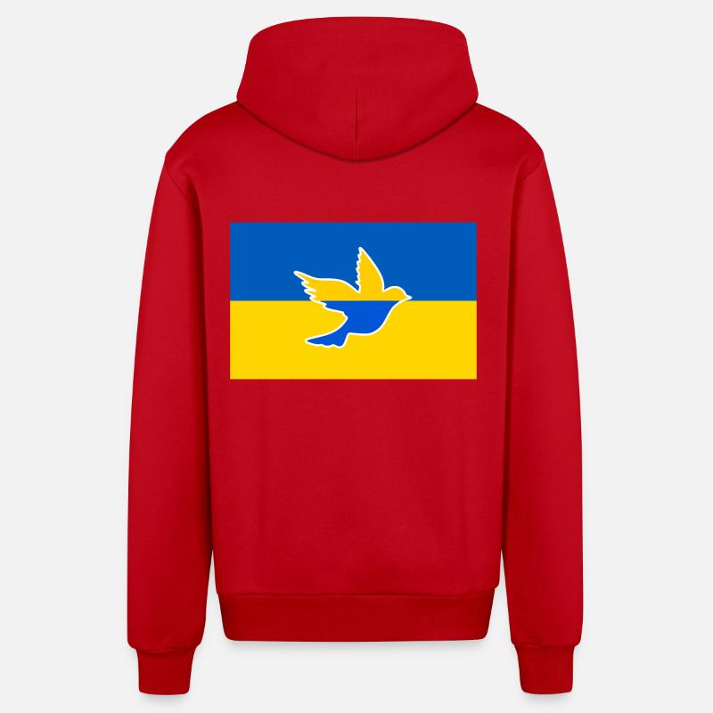 Colombe de la paix ukrainienne - Veste à capuche bio décontractée fabriquée en UE - rouge
