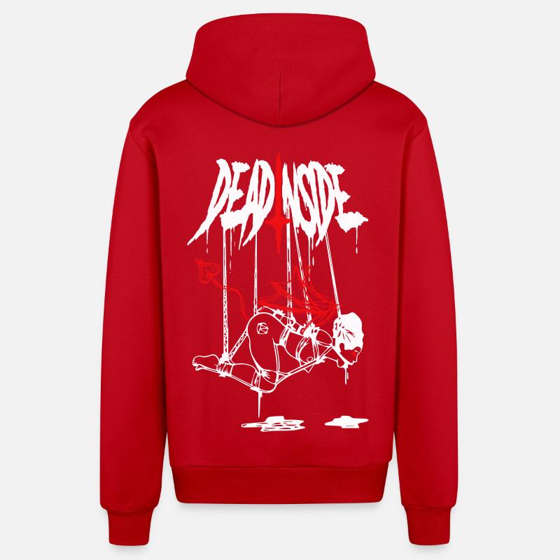 Abstract Fire Bolt - Organic Relaxed Hooded Jacket Made in EU - red