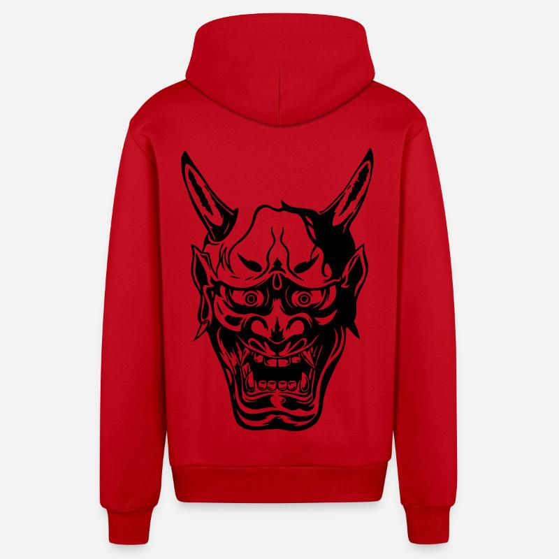 Masque Hannya - Veste à capuche bio décontractée fabriquée en UE - rouge