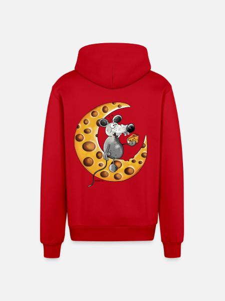 The Mouse Love Cheese - Organic Relaxed Hooded Jacket Made in EU - red