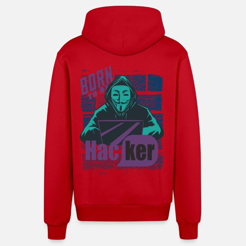 Hacker - Veste à capuche bio décontractée fabriquée en UE - rouge