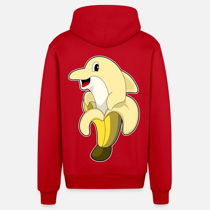 Dolphin Banane - Veste à capuche bio décontractée fabriquée en UE - rouge