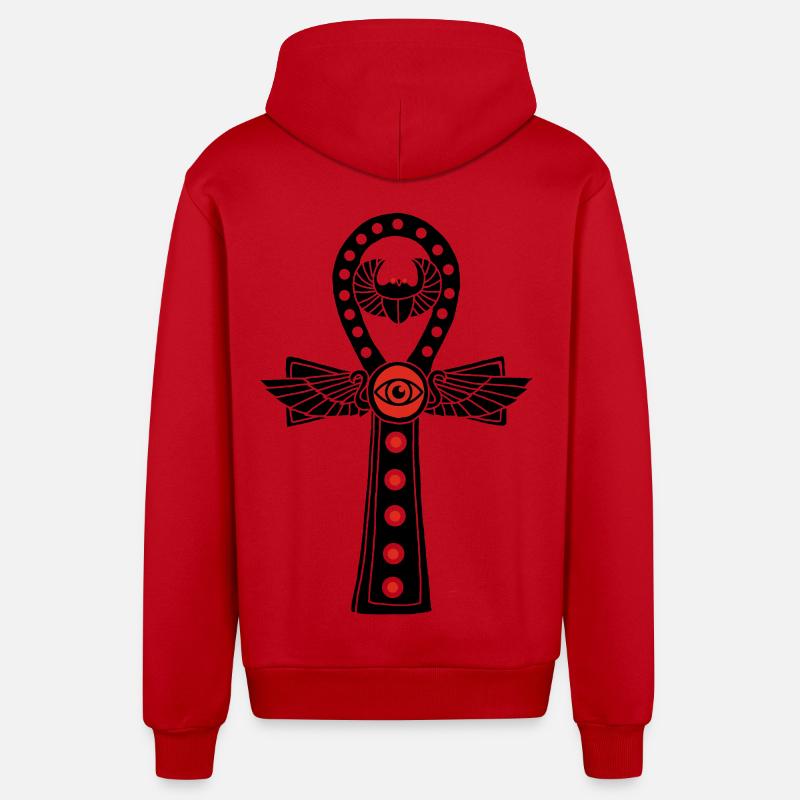 Croix de vie égyptienne (noir) - Veste à capuche bio décontractée fabriquée en UE - rouge