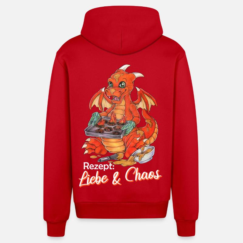 Witziger Drache Plätzchen Backen Weihnachten - Organic Relaxed Kapuzenjacke Made in EU - Rot