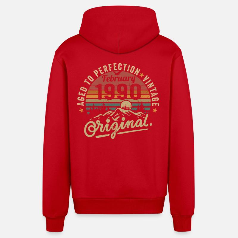 Février 1990 - Veste à capuche bio décontractée fabriquée en UE - rouge