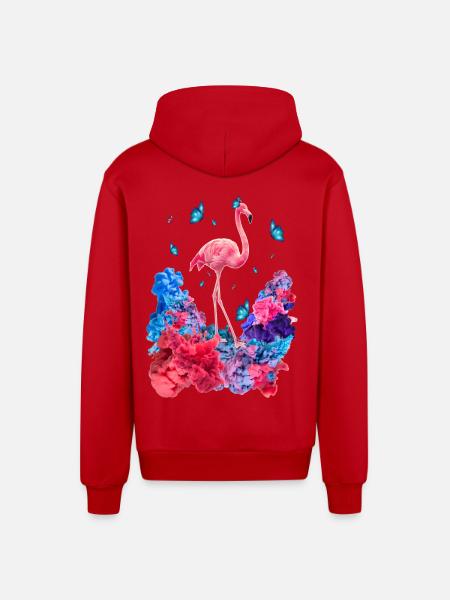 Wolken Flamingo - Organic Relaxed Kapuzenjacke Made in EU - Rot