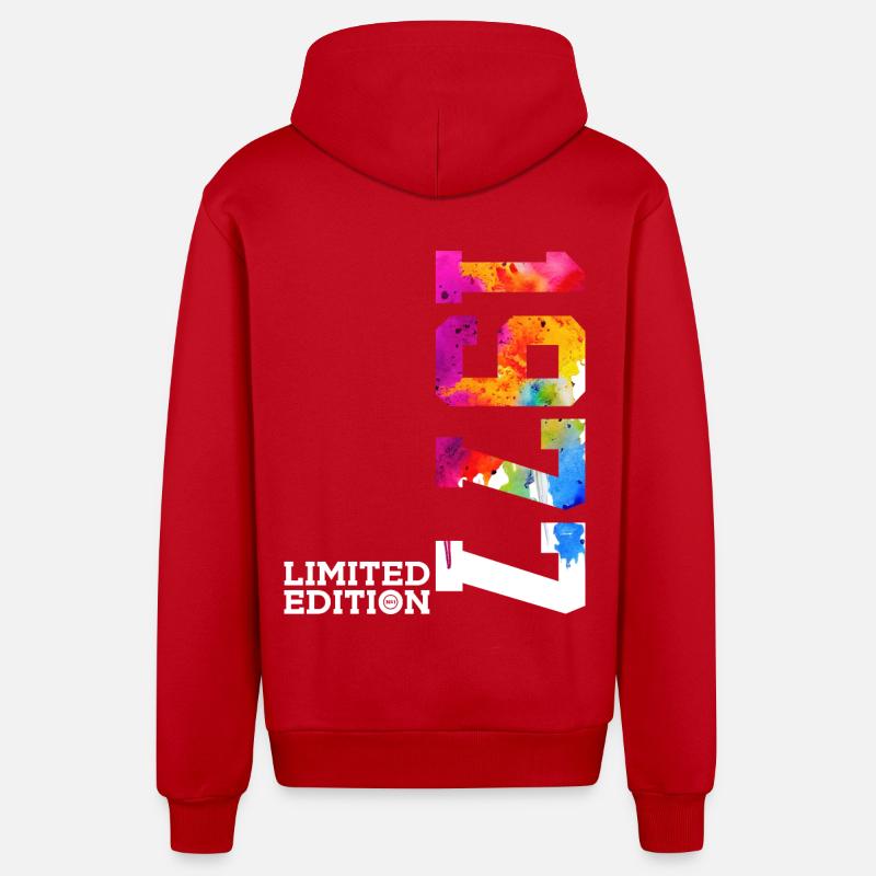 49E ANNIVERSAIRE ÉDITION LIMITÉE 1977 - Veste à capuche bio décontractée fabriquée en UE - rouge