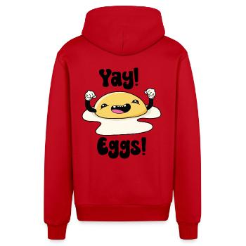 Yay Eggs - Organic Relaxed Hooded Jacket Made in EU - red - Back