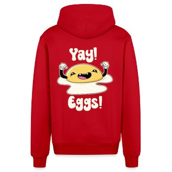 Yay Eggs - Organic Relaxed Hooded Jacket Made in EU - red - Back