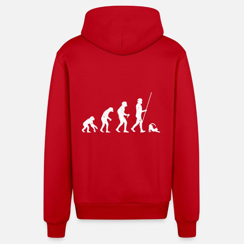 Évolution du chat - Veste à capuche bio décontractée fabriquée en UE - rouge