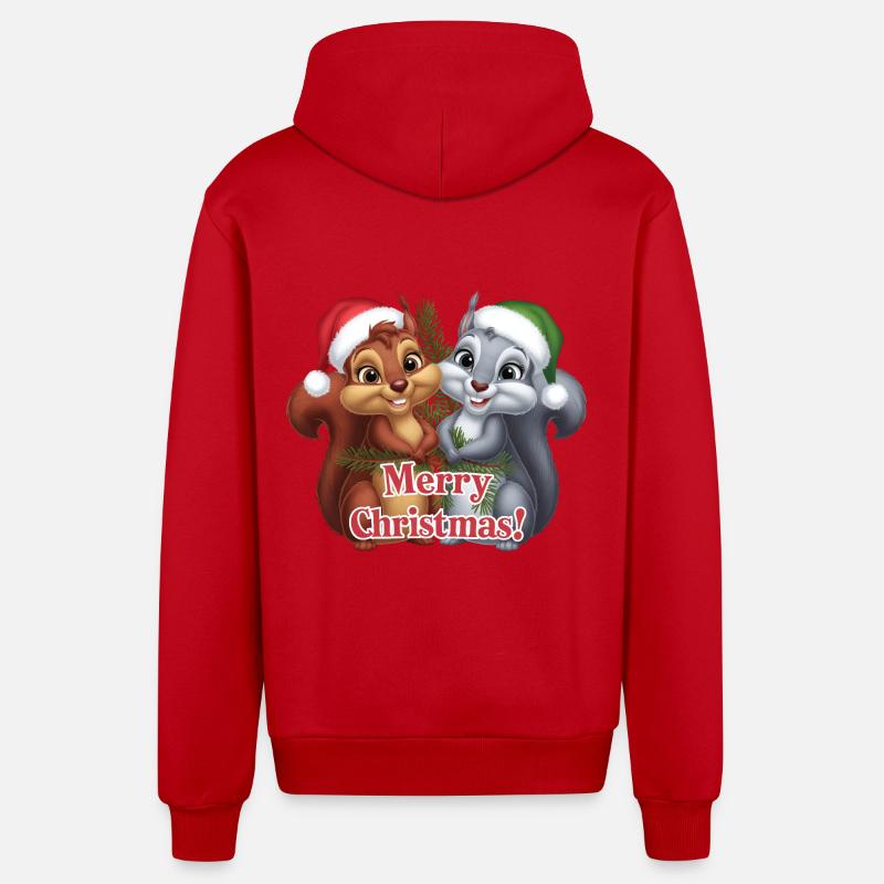 Joyeux Noël Écureuil Noël Mignon - Veste à capuche bio décontractée fabriquée en UE - rouge