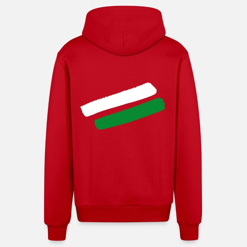 Rayures de style styrien - Veste à capuche bio décontractée fabriquée en UE - rouge