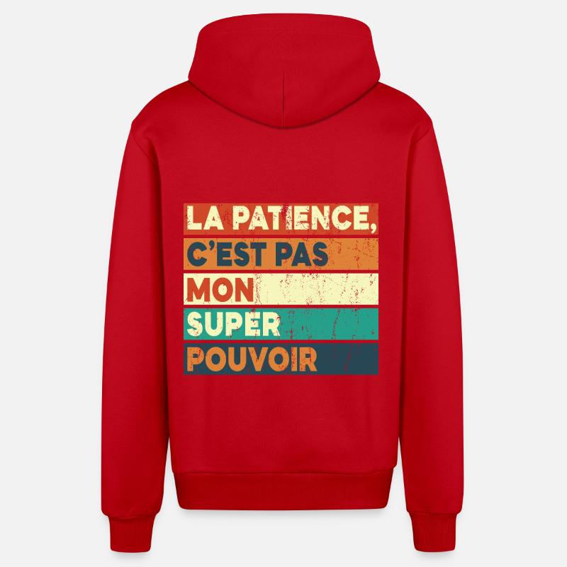 Pas Mon Super-Pouvoir - Veste à capuche bio décontractée fabriquée en UE - rouge