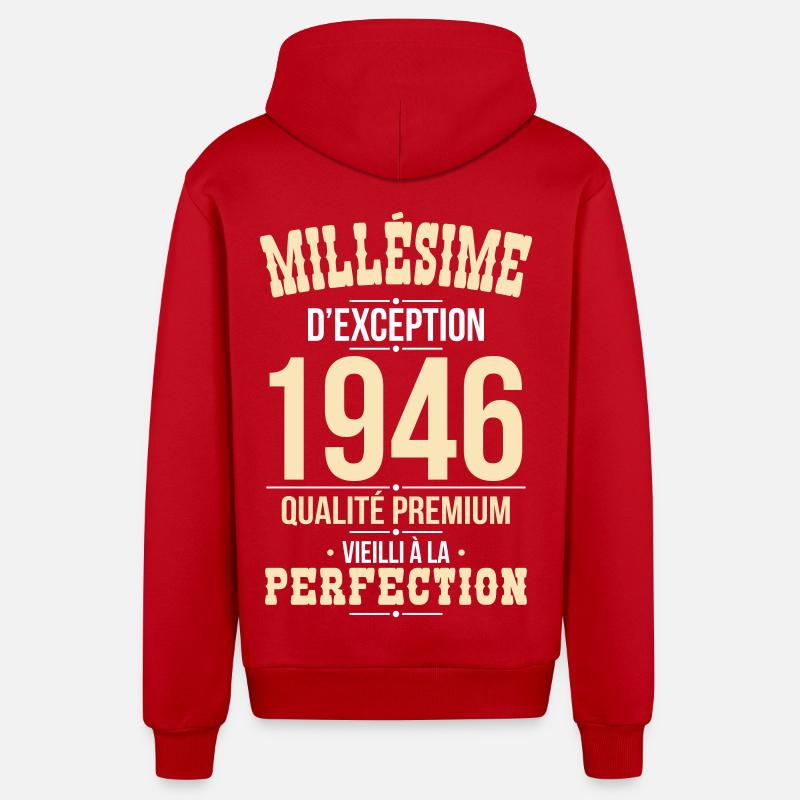 1946 – Millésime d’exception – Qualité premium - Veste à capuche bio décontractée fabriquée en UE - rouge