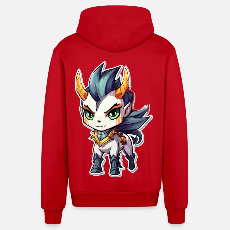 Cheval Démon Chibi - Veste à capuche bio décontractée fabriquée en UE - rouge